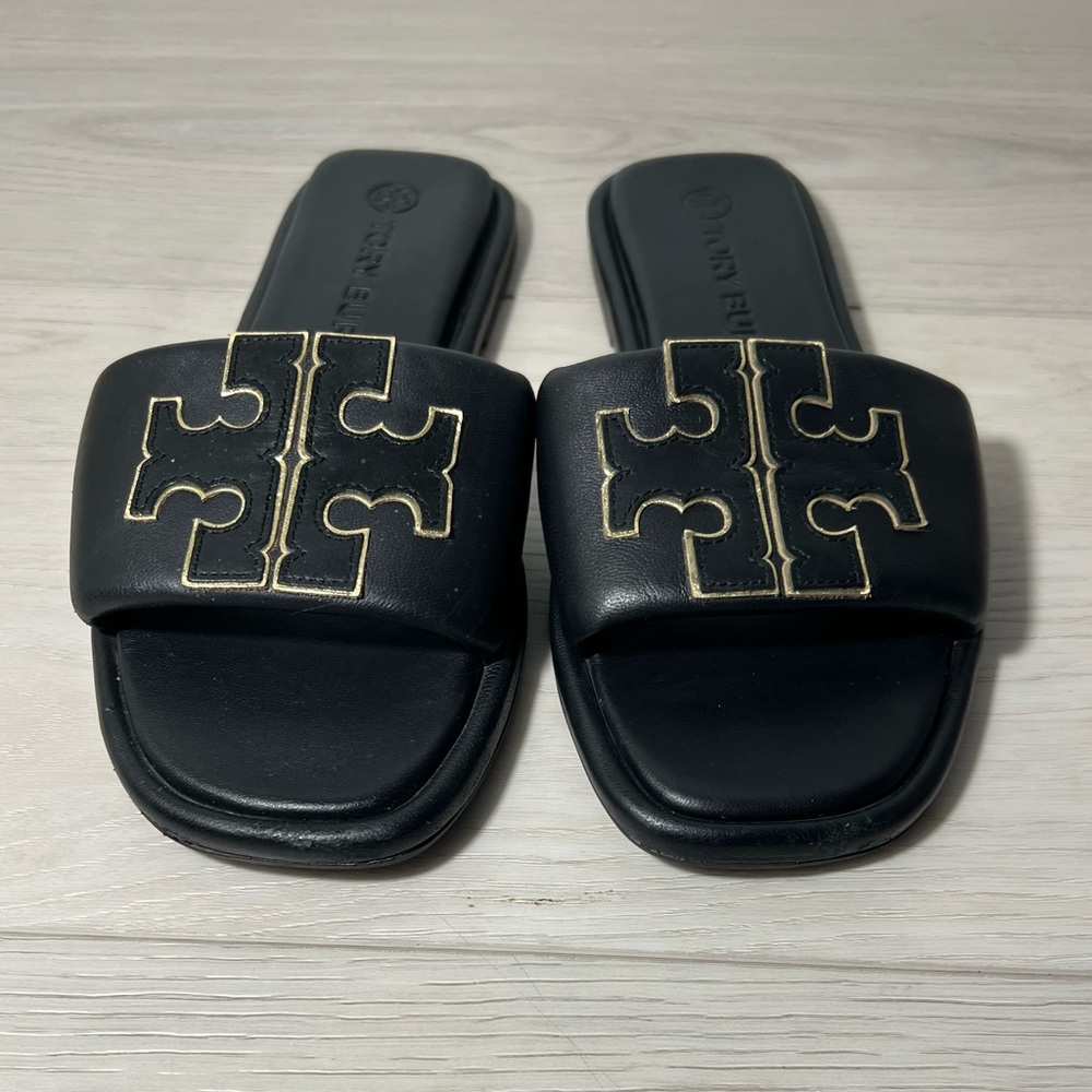 .+Tory Burch Double T padded Sport Slides Sandals Size 9